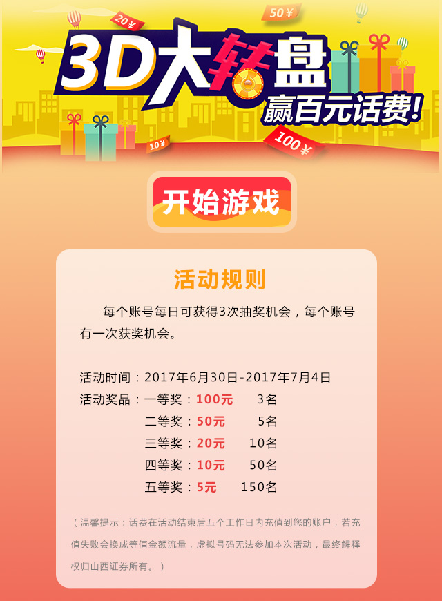 微信山西证券3D大转盘小程序游戏开发案例